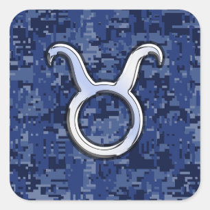 Sticker Carré Symbole moderne Taurus Zodiac Camouflage numérique