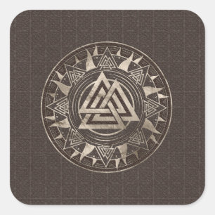 Sticker Carré Symbole noix de caille - Cuir Brown et or