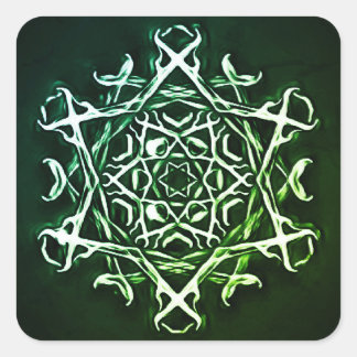 Sticker Carré Symbole occulte vert Pentagram et Antlers