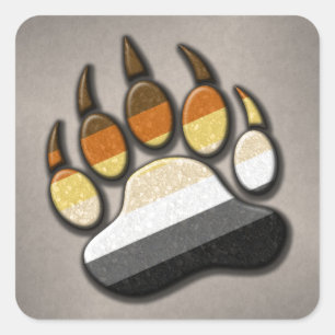 Sticker Carré Symbole Paw coloré de l'indicateur Gay Bear Pride