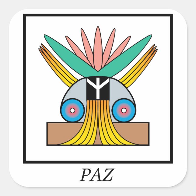 Sticker Carré Symbole Paz (Paix). Symbole de Plejaren pour la pa (Devant)