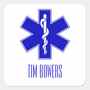 Sticker Carré Symbole personnalisé de l'étoile de vie de l'EMT