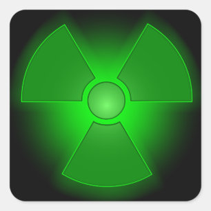 Sticker Carré Symbole rougeoyant vert drôle de radioactivité