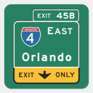 Sticker Carré SYMBOLE ROUTIER D'Orlando, FL
