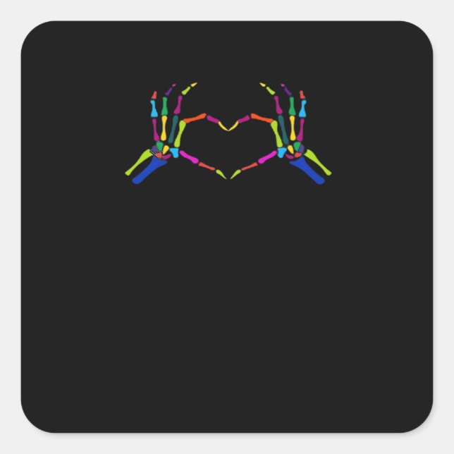 Sticker Carré Symbole squelette mignon Halloween classique color (Devant)