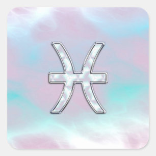 Sticker Carré Symbole ziodac de Poissons Mère de style perle