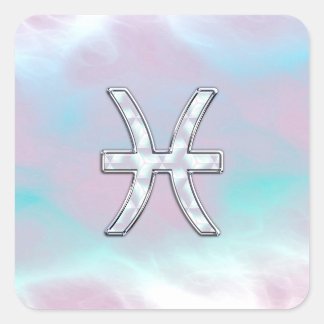 Sticker Carré Symbole ziodac de Poissons Mère de style perle (Devant)