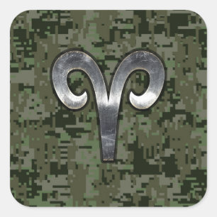 Sticker Carré SYMBOLE Zodiaque Aries Camouflage numérique Woodla