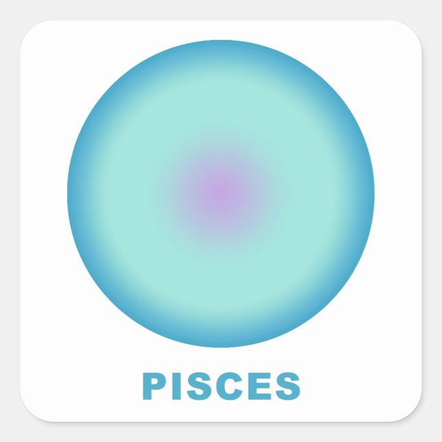 Sticker Carré Symbole Zodiaque Pisces Dégradé (Devant)