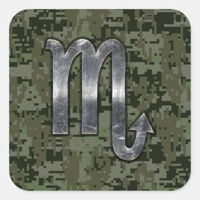 Sticker Carré SYMBOLE Zodiaque Scorpio Camo numérique Woodland (Devant)