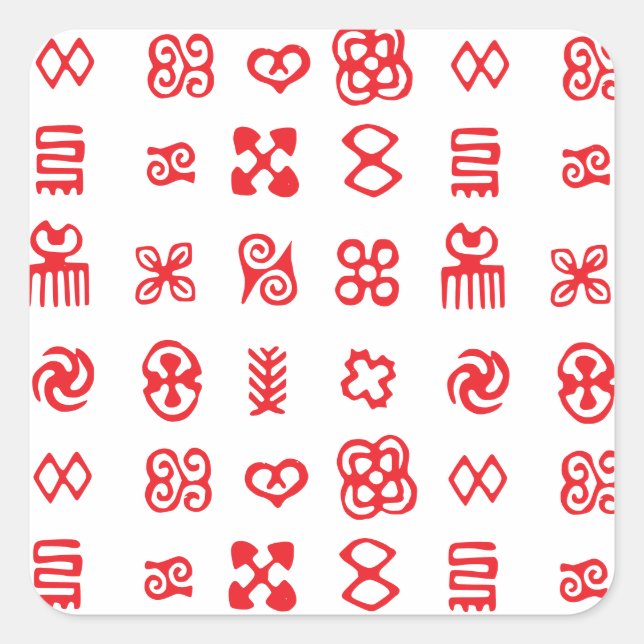 Sticker Carré Symboles africains de l'Adinkra rouge (Devant)