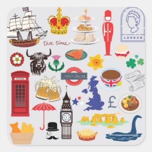 Sticker Carré Symboles britanniques du Royaume-Uni
