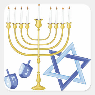 Sticker Carré Symboles de Hannukah