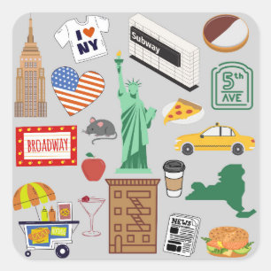 Sticker Carré Symboles de la ville de New York