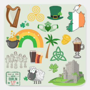 Sticker Carré Symboles de l'Irlande