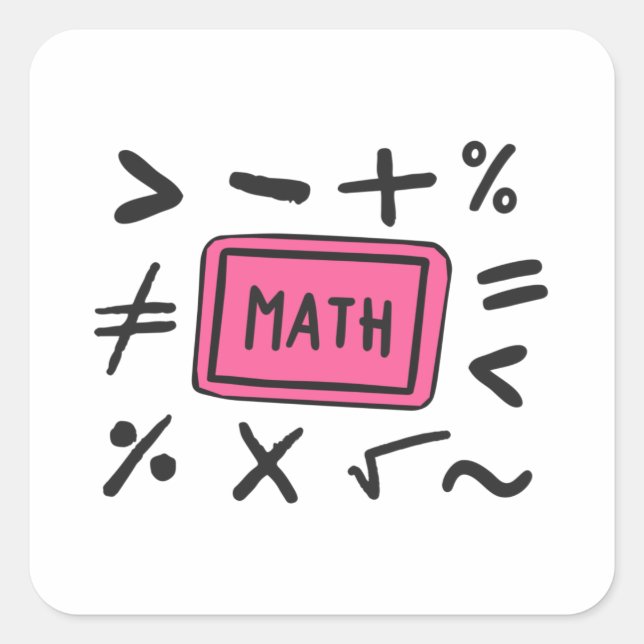 Sticker Carré Symboles mathématiques pour les élèves et les pare (Devant)