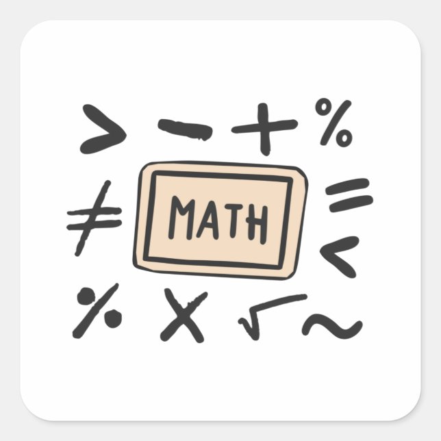 Sticker Carré Symboles mathématiques pour les élèves et les pare (Devant)