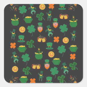 Sticker Carré Symboles motifs irlandais chanceux, jour de saint