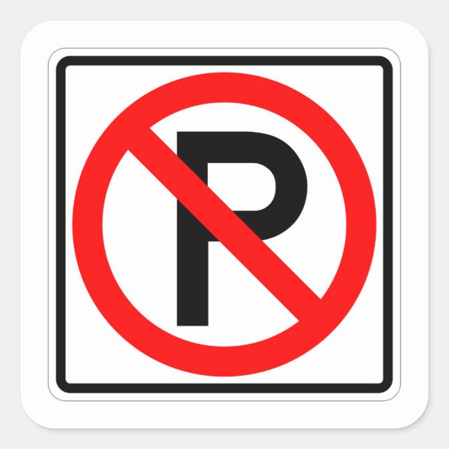 Sticker Carré Sympathique Classic Pas de Parking Signal (Devant)
