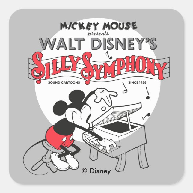 Sticker Carré Symphonie vintage Mickey Silly (Devant)