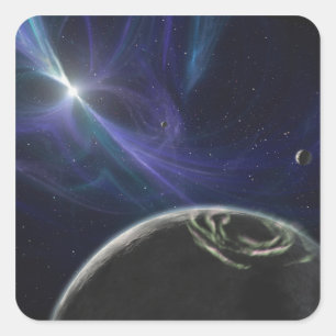 Sticker Carré Système de la planète pulsar