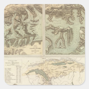 Sticker Carré Systèmes de glacier d'Alpes