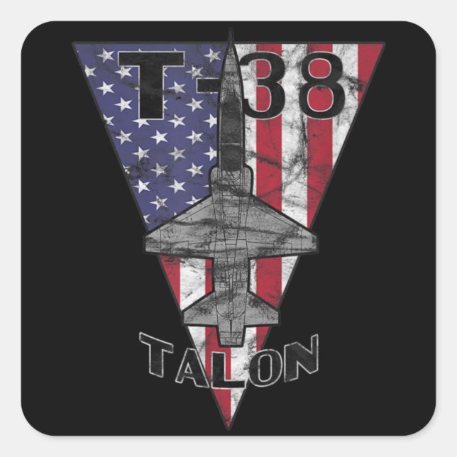 Sticker Carré T-38 Talon Military Jet Trainer Airplane Patriotic (Devant)