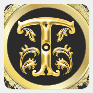 Sticker Carré T initial en or