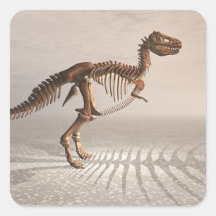 Sticker Carré T. rex Dinosaur Squelette