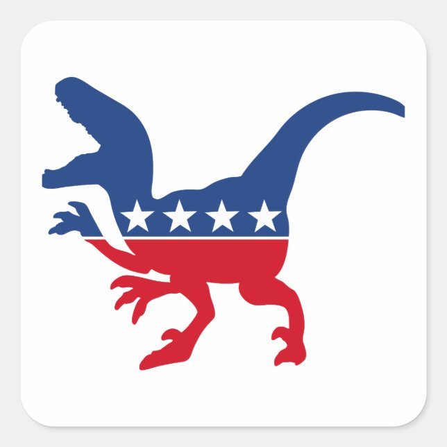 Sticker Carré T-Rex patriotique anti-politique (Devant)