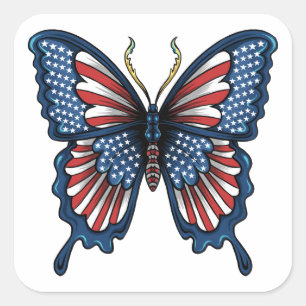Sticker Carré T-shirt papillon américain
