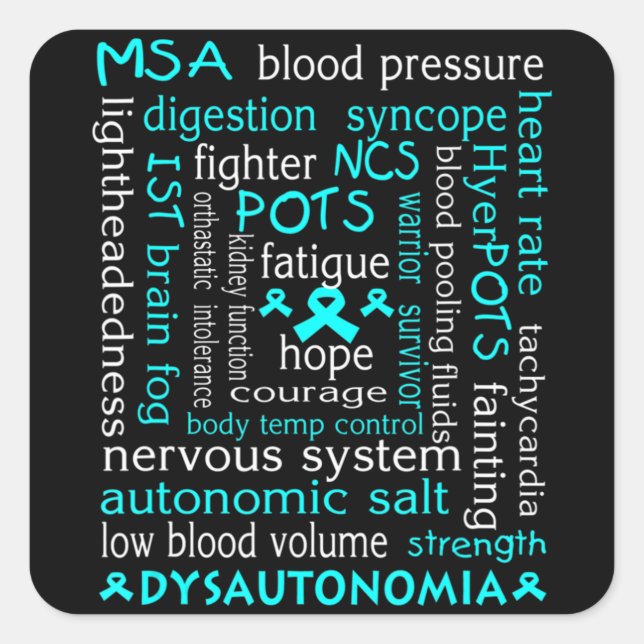 Sticker Carré T-shirt Sensibilisation Dysautonomia Ribbon Turquo (Devant)