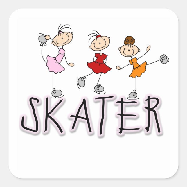 Sticker Carré T-shirts et cadeaux de patinage (Devant)
