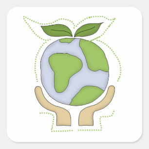 Sticker Carré T-shirts et cadeaux Earth In Our Hands