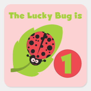 Sticker Carré T-shirts et cadeaux Lucky Bug 1er anniversaire