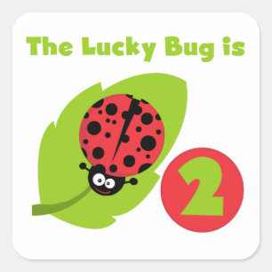 Sticker Carré T-shirts et cadeaux Lucky Bug 2e anniversaire