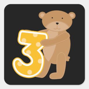 Sticker Carré T-shirts et cadeaux pour le 3e anniversaire de l'o