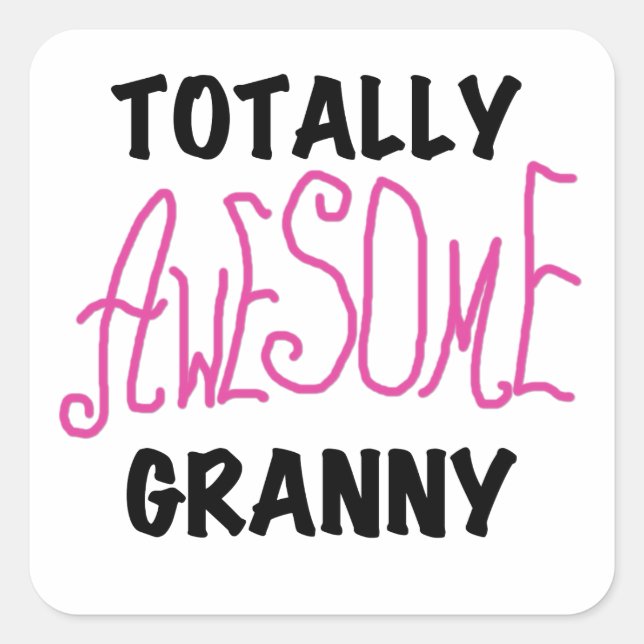 Sticker Carré T-shirts roses Granny et GIfts absolument géniaux (Devant)