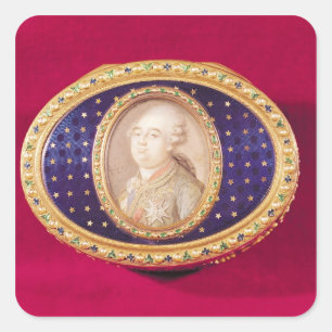 Sticker Carré Tabatière avec une miniature de portrait de Louis