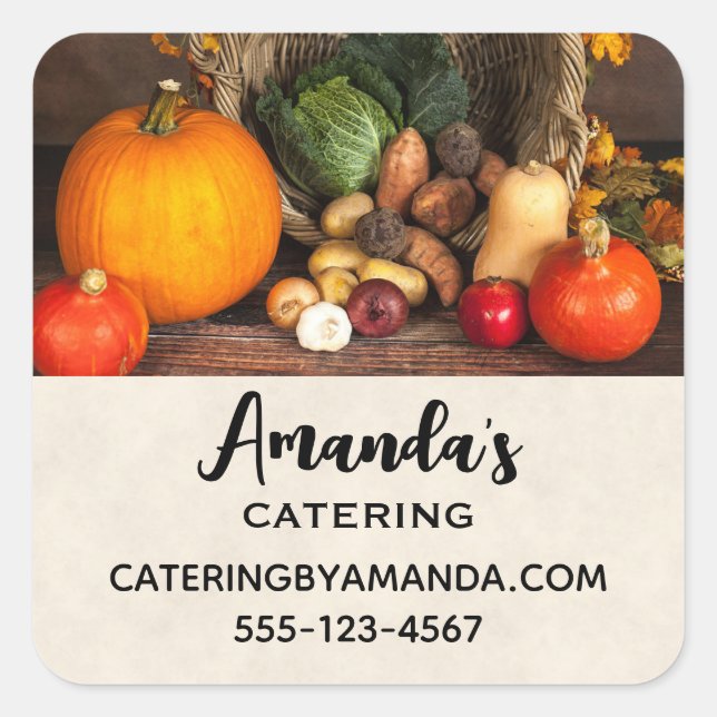 Sticker Carré Table du chef rustique Bountiful Harvest Business (Devant)