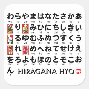 Sticker Carré Table japonaise Hiragana (Hanafuda)