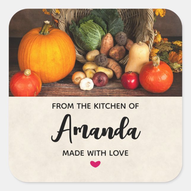 Sticker Carré Table Thanksgiving Bounty Harvest Cuisine (Devant)