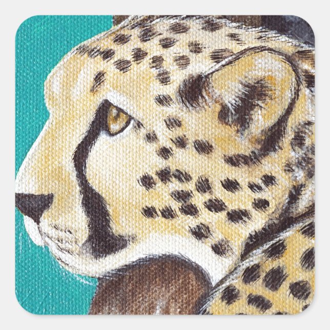 Sticker Carré Tableau Cheetah (Devant)