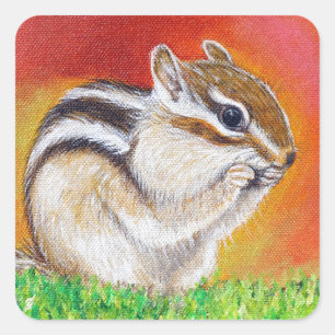 Sticker Carré Tableau Chipmunk