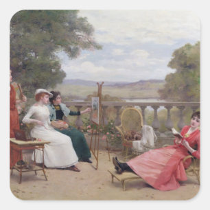 Sticker Carré Tableau sur la terrasse