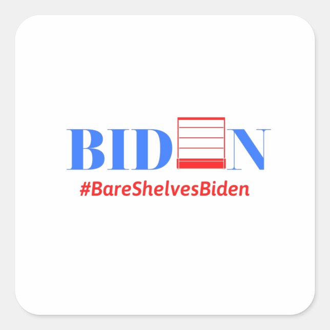 Sticker Carré Tablettes nues Biden vide (Devant)