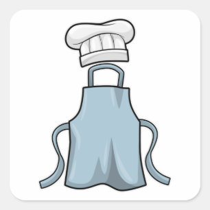 Sticker Carré tablier de cuisine et casquette de Cuisine
