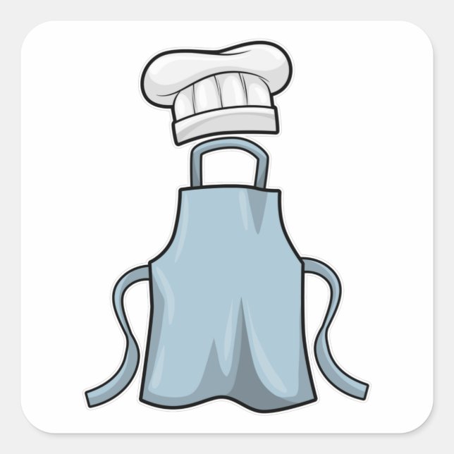 Sticker Carré tablier de cuisine et casquette de Cuisine (Devant)