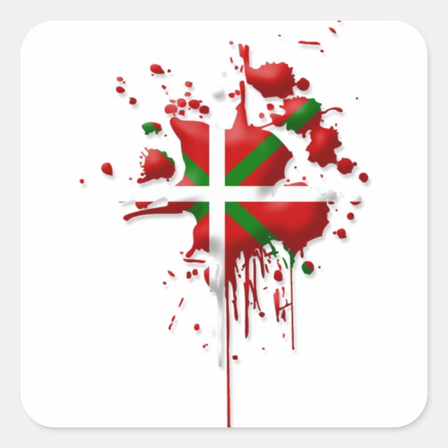 Sticker Carré tâche drapeau Basque Euskadi (Devant)