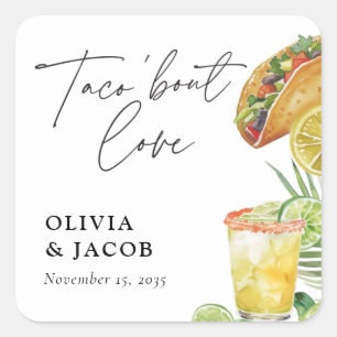 Sticker Carré Taco à propos d'Amour Cadeau de Mariage pour Coupl